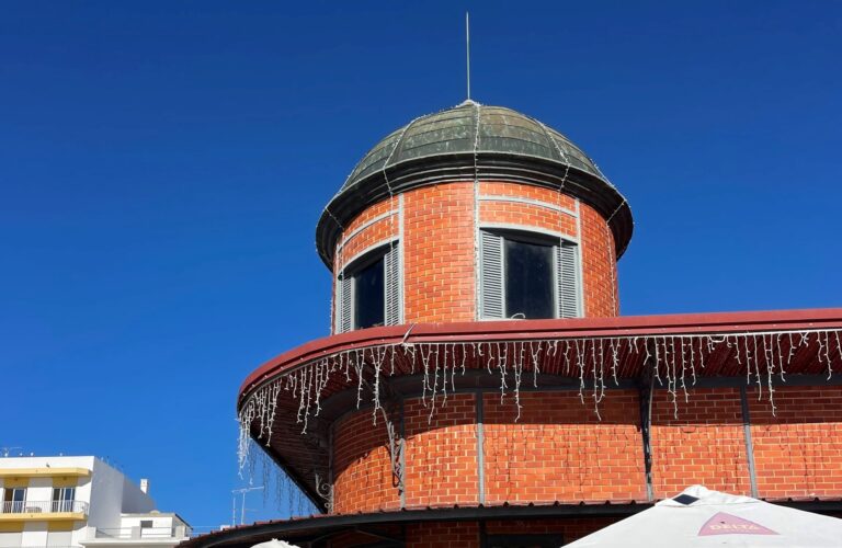 View of the roof of Olhao's local market in the Algarve, Portugal - POMAR coliving