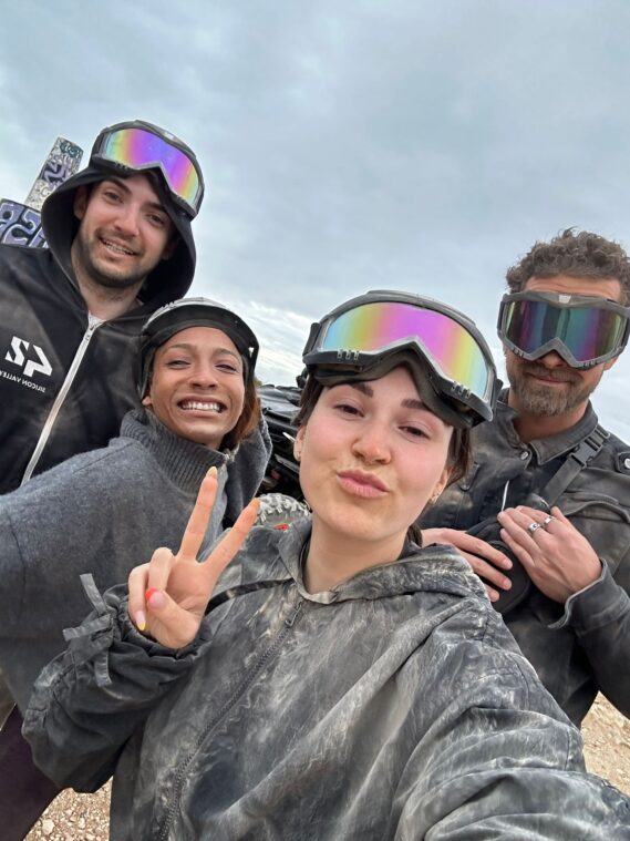 Colivers posing after an off-road buggy adventure in the Algarve