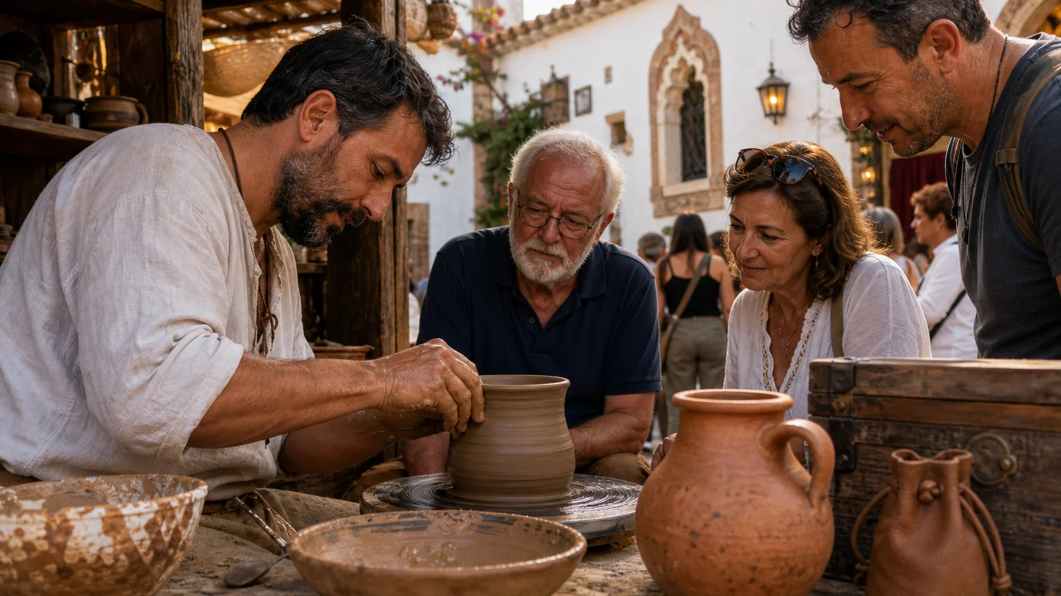 Artisan demonstrating traditional craft at a medieval festival in Silves