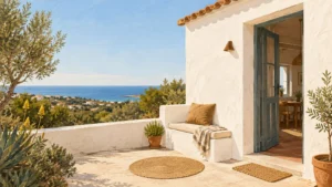 A whitewashed Algarve home and terrace near the Atlantic in winter light